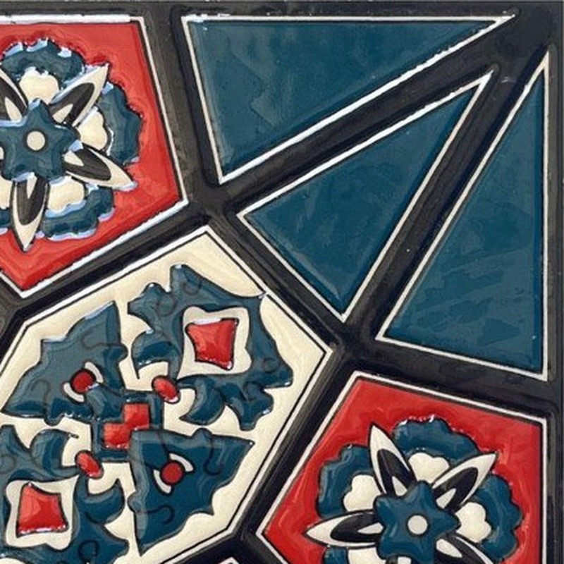200x200mm Red Teal Diamond Pattern Tiles TQ39-CN220339