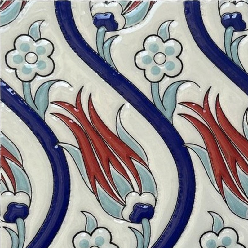 200x200mm Multicolour Botanical Scroll Tiles TQ39-CN220403
