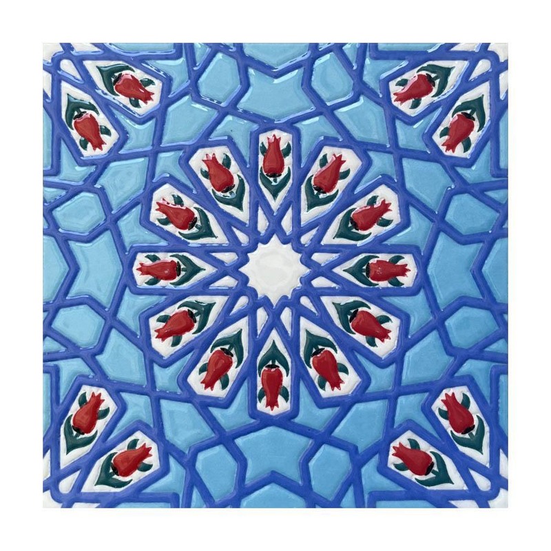 200x200mm Blue Red Ornamental Cross Tiles TQ39-CN220413