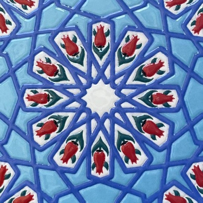 200x200mm Blue Red Ornamental Cross Tiles TQ39-CN220413