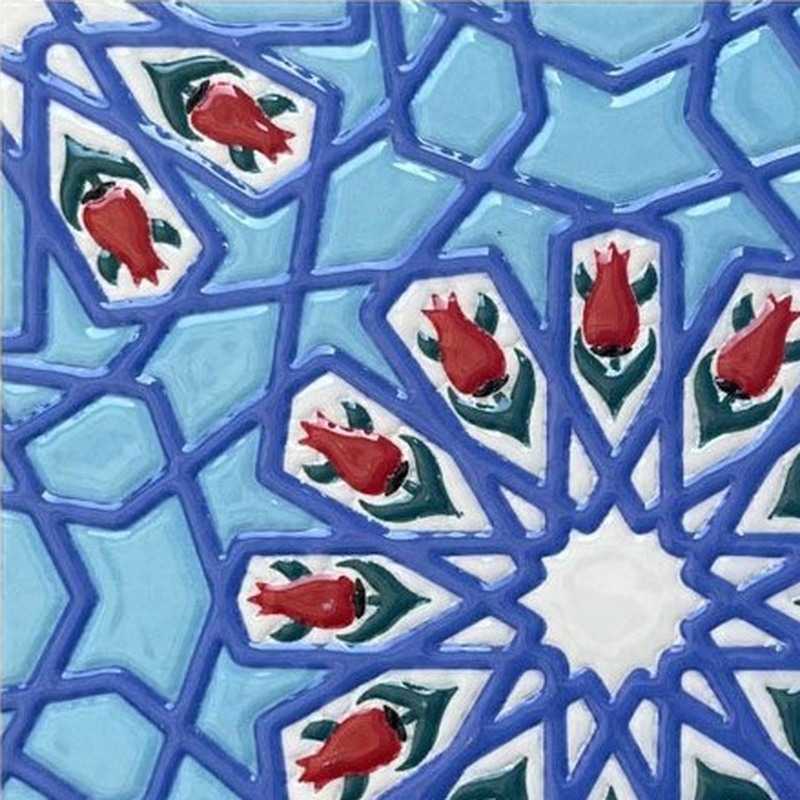 200x200mm Blue Red Ornamental Cross Tiles TQ39-CN220413