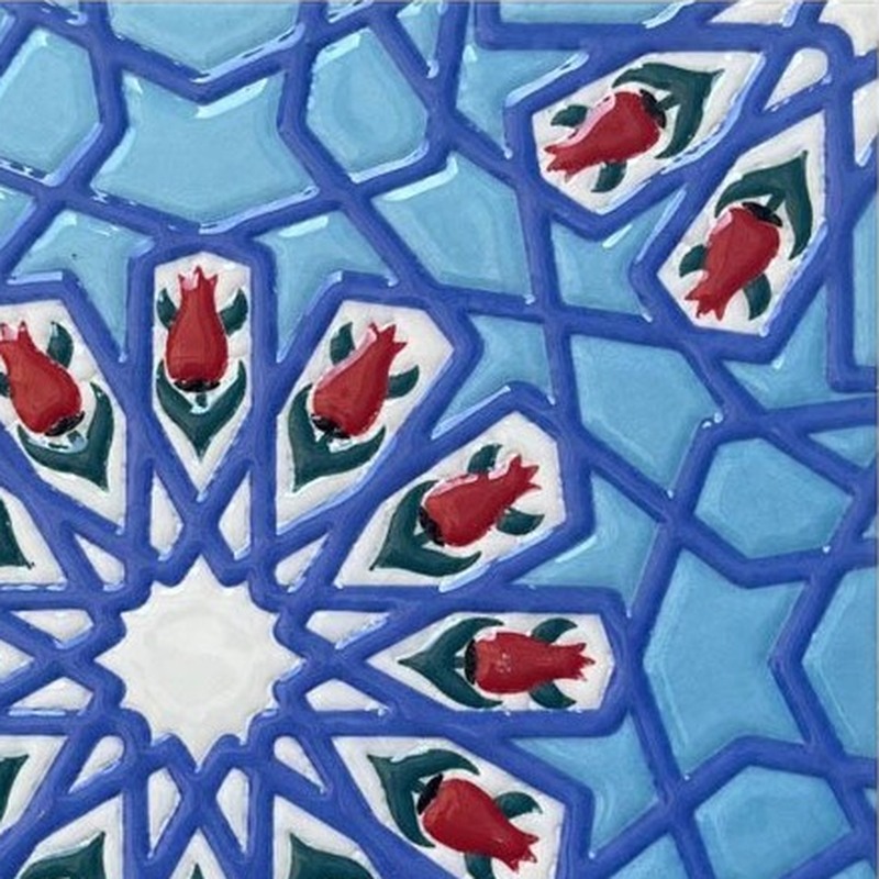 200x200mm Blue Red Ornamental Cross Tiles TQ39-CN220413