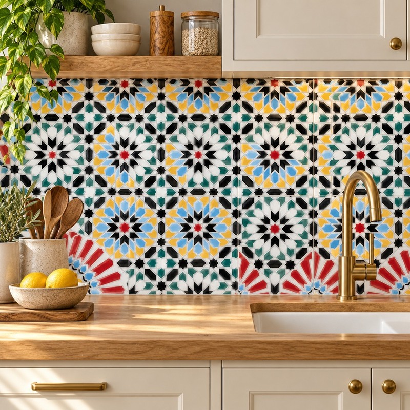 200x200mm Multicolour Mosaic Geometry Tiles TQ39-CN223006