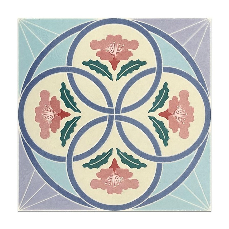300x300mm Blue Green Floral Geometry Tiles TQ39-CN3031