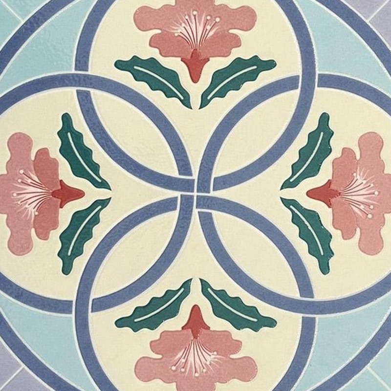 300x300mm Blue Green Floral Geometry Tiles TQ39-CN3031