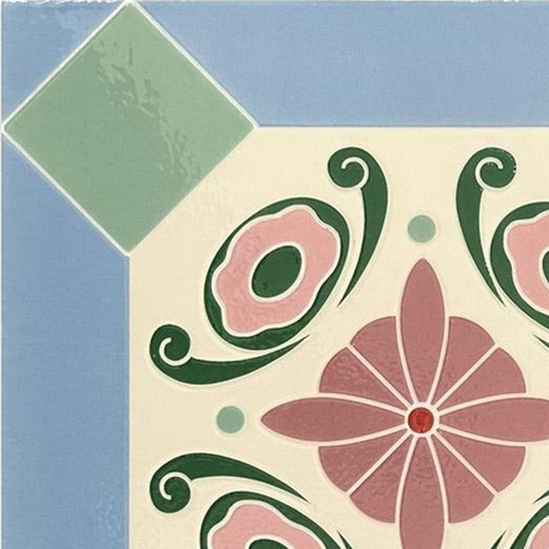 300x300mm Green Blue Floral Diamond Tiles TQ39-CN3032