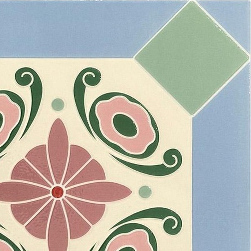 300x300mm Green Blue Floral Diamond Tiles TQ39-CN3032