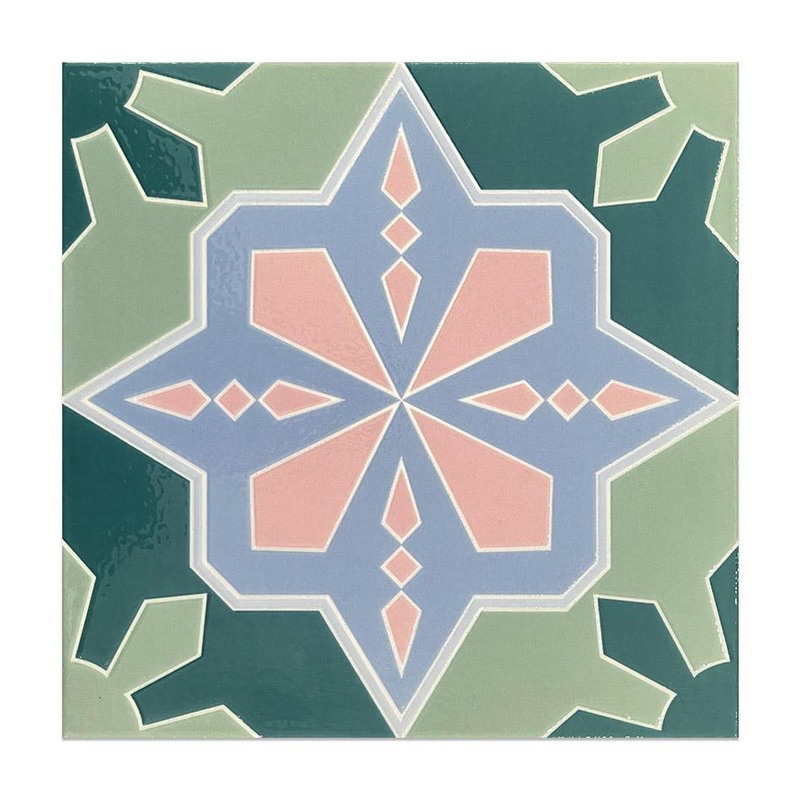 300x300mm Green Blue Geometric Star Tiles TQ39-CN3034