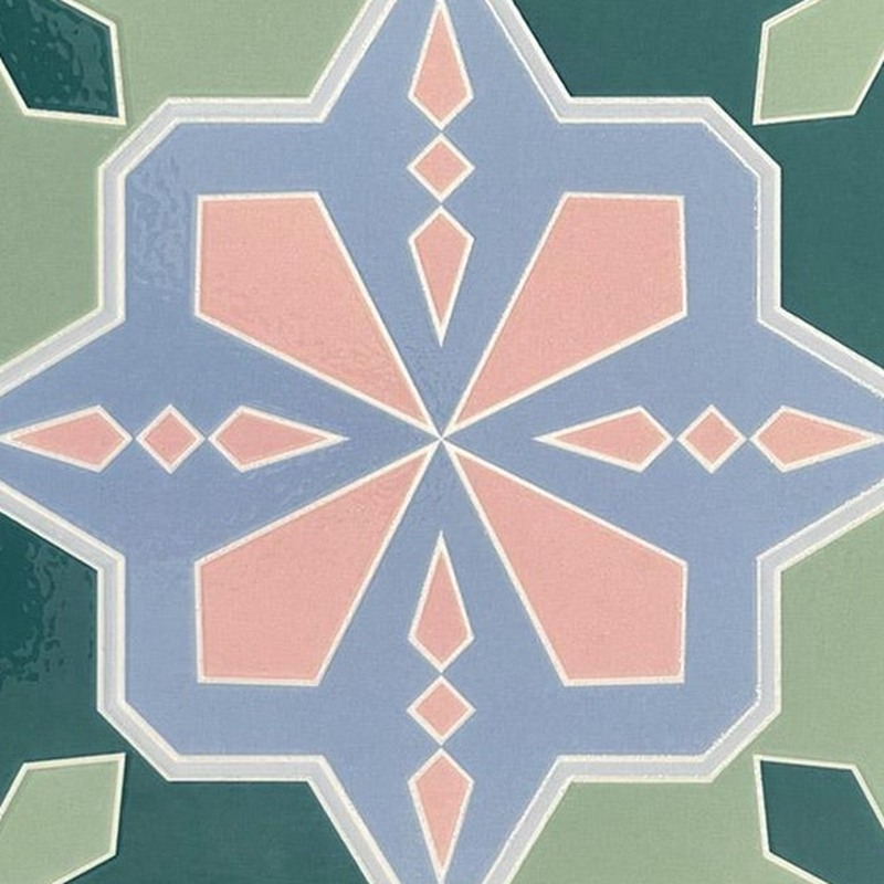 300x300mm Green Blue Geometric Star Tiles TQ39-CN3034