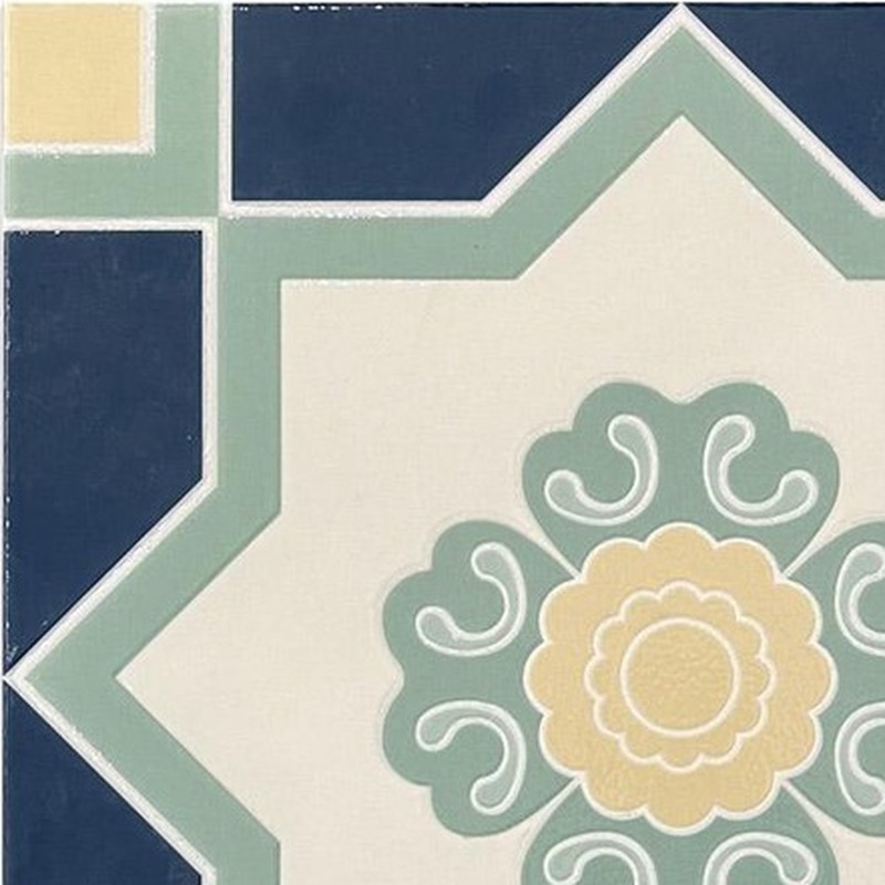 300x300mm Blue Green Ornamental Star Tiles TQ39-CN3036