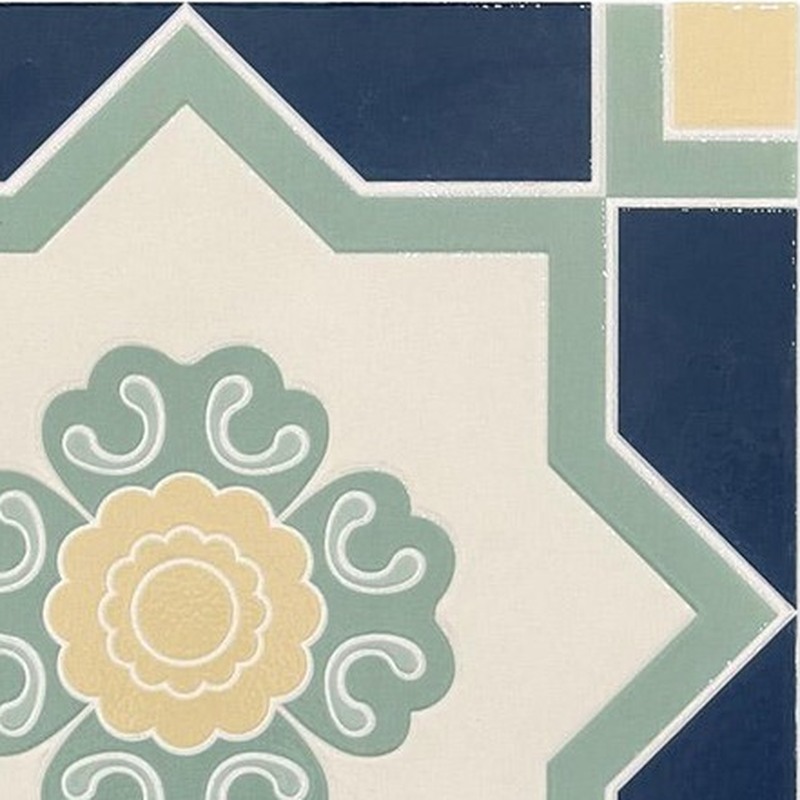 300x300mm Blue Green Ornamental Star Tiles TQ39-CN3036