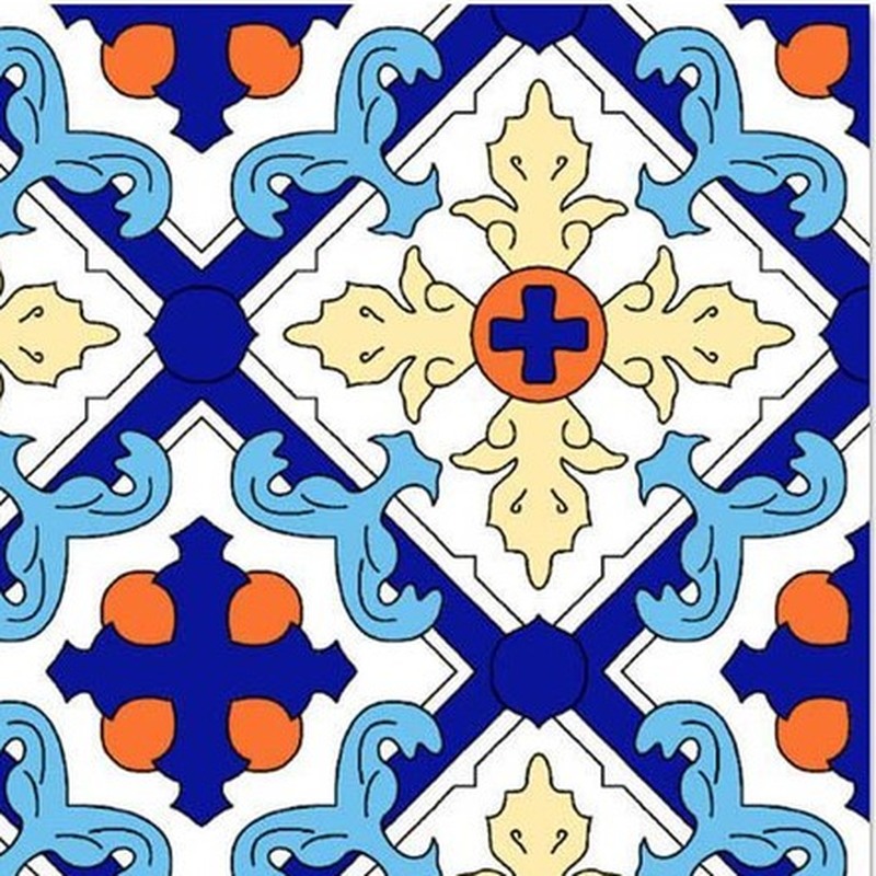 300x300mm Blue Yellow Ornamental Lattice Tiles TQ39-CN33D013