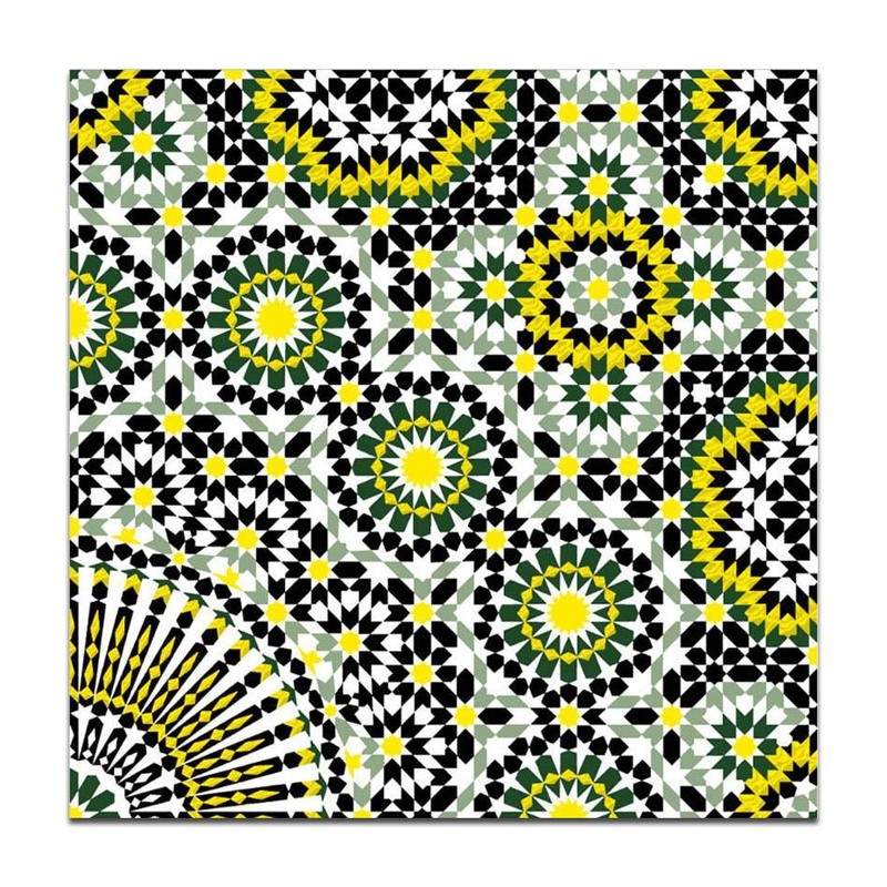 300x300mm Black Yellow Mosaic Medallion Tiles TQ39-CN33D03
