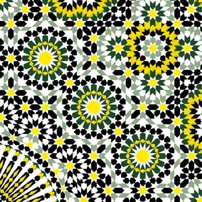 300x300mm Black Yellow Mosaic Medallion Tiles TQ39-CN33D03