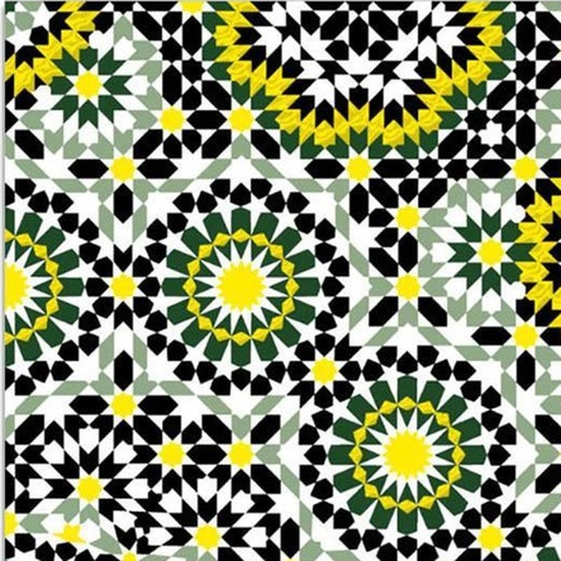 300x300mm Black Yellow Mosaic Medallion Tiles TQ39-CN33D03