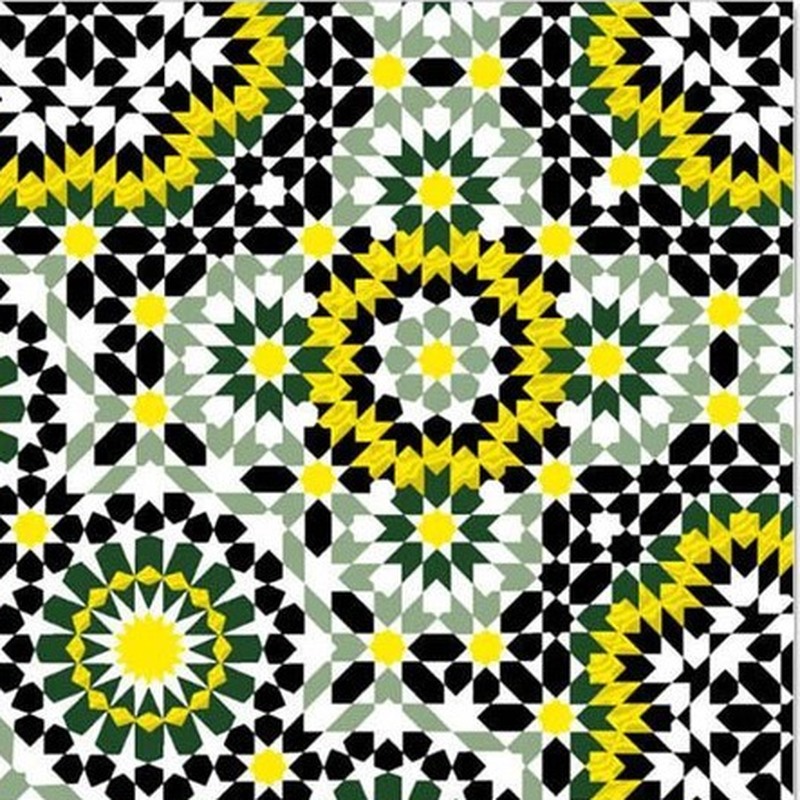 300x300mm Black Yellow Mosaic Medallion Tiles TQ39-CN33D03