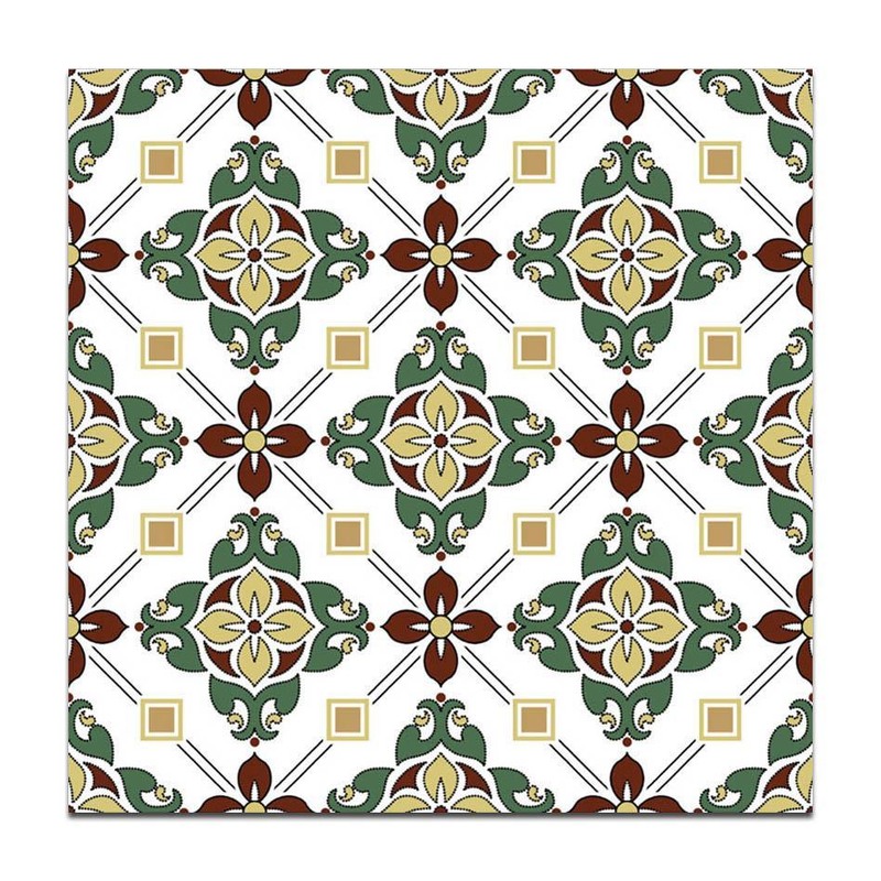 300x300mm Green Brown Floral Lattice Tiles TQ39-CN33D04
