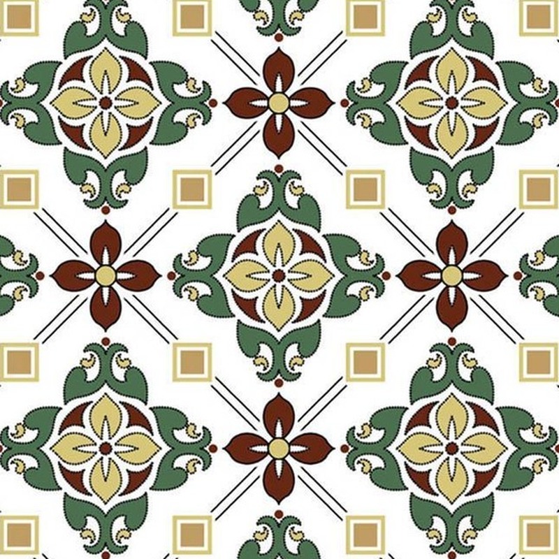 300x300mm Green Brown Floral Lattice Tiles TQ39-CN33D04