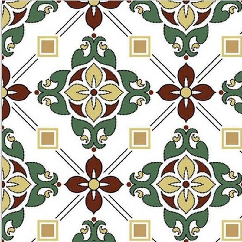 300x300mm Green Brown Floral Lattice Tiles TQ39-CN33D04