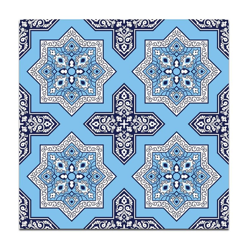 300x300mm Blue White Ornamental Repeat Tiles TQ39-CN33D06