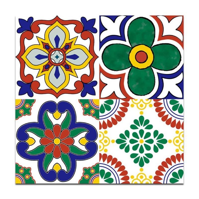 300x300mm Multicolour Floral Patchwork Tiles TQ39-CN33D08