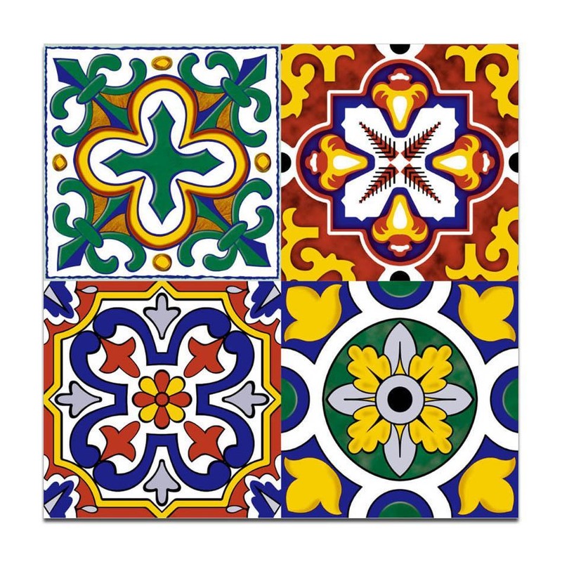 300x300mm Multicolour Ornamental Patchwork Tiles TQ39-CN33D09