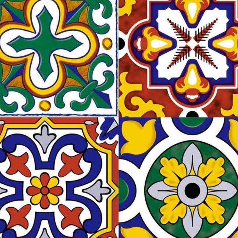 300x300mm Multicolour Ornamental Patchwork Tiles TQ39-CN33D09