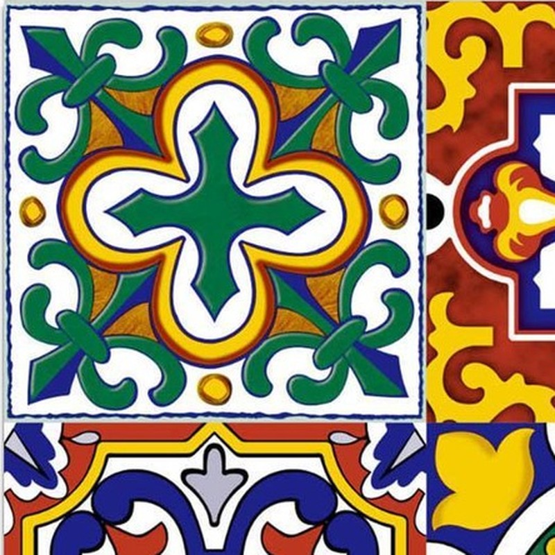 300x300mm Multicolour Ornamental Patchwork Tiles TQ39-CN33D09