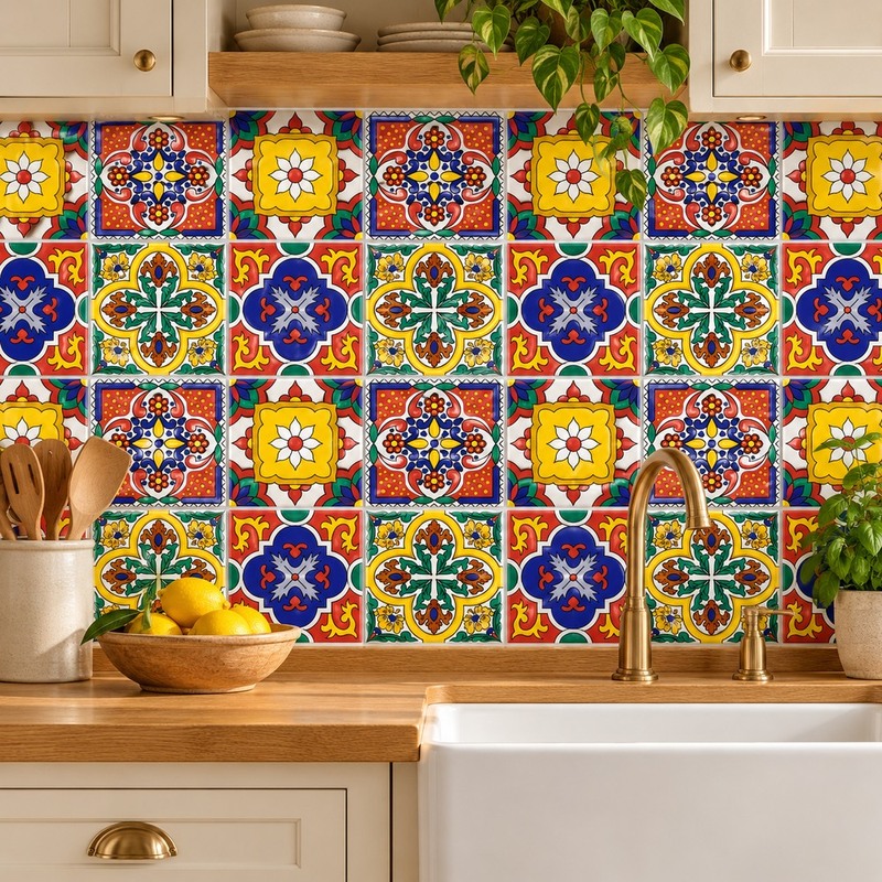 300x300mm Multicolour Floral Square Pattern Tiles TQ39-CN33D10