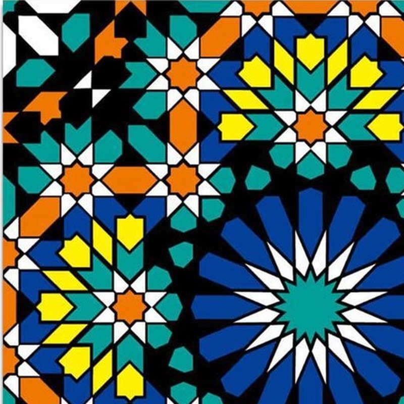 300x300mm Blue Multicolour Mosaic Star Tiles TQ39-CN33D11