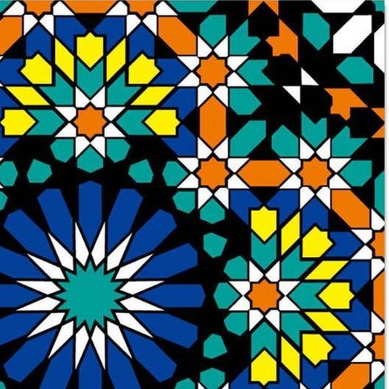 300x300mm Blue Multicolour Mosaic Star Tiles TQ39-CN33D11