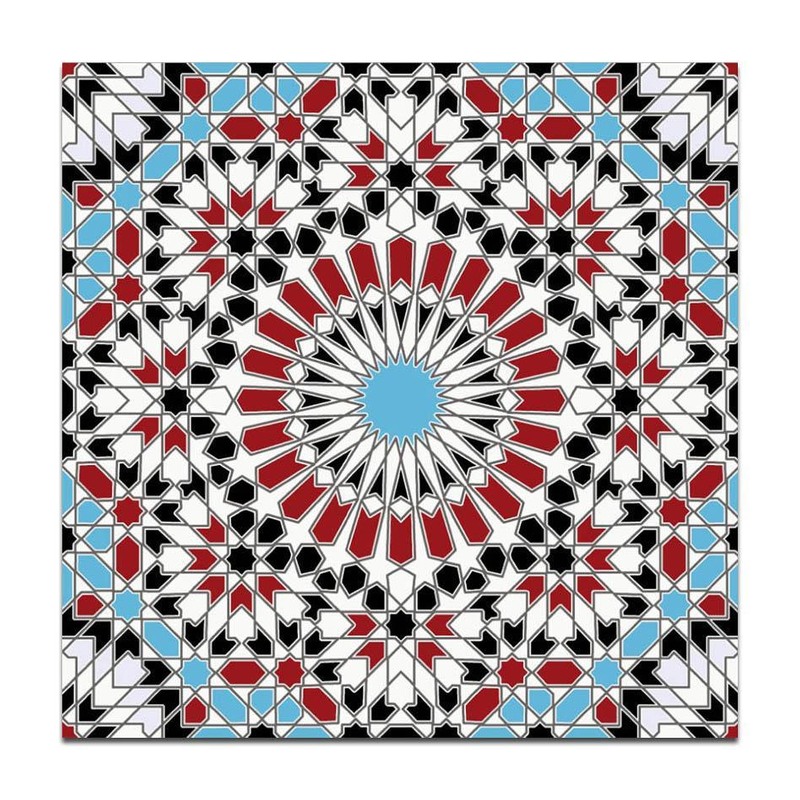 300x300mm Black Red Mosaic Rosette Tiles TQ39-CN33D12