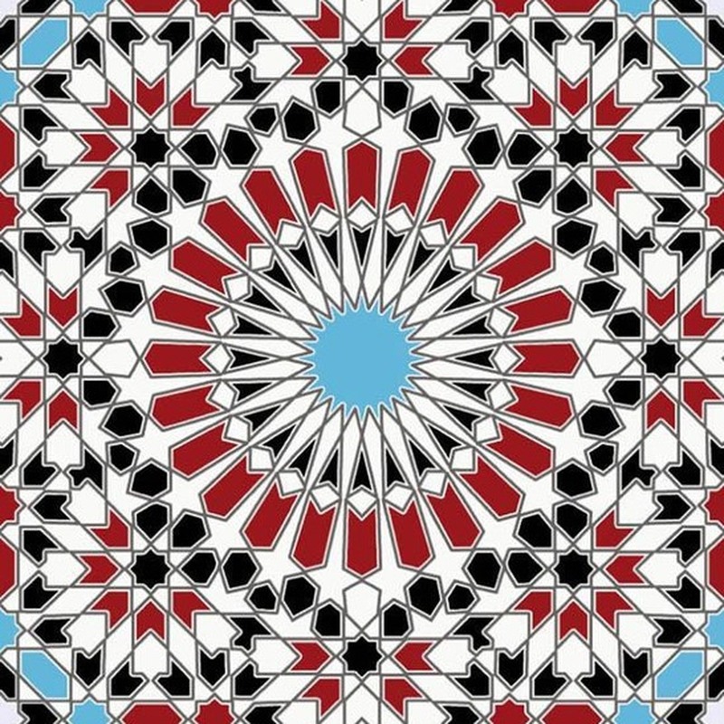 300x300mm Black Red Mosaic Rosette Tiles TQ39-CN33D12