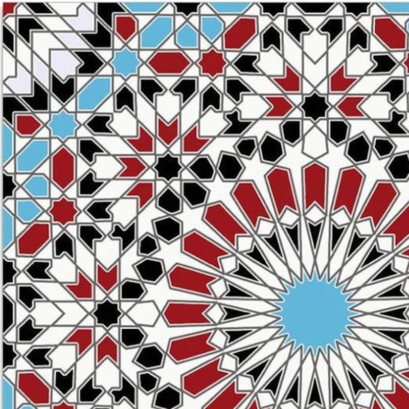 300x300mm Black Red Mosaic Rosette Tiles TQ39-CN33D12