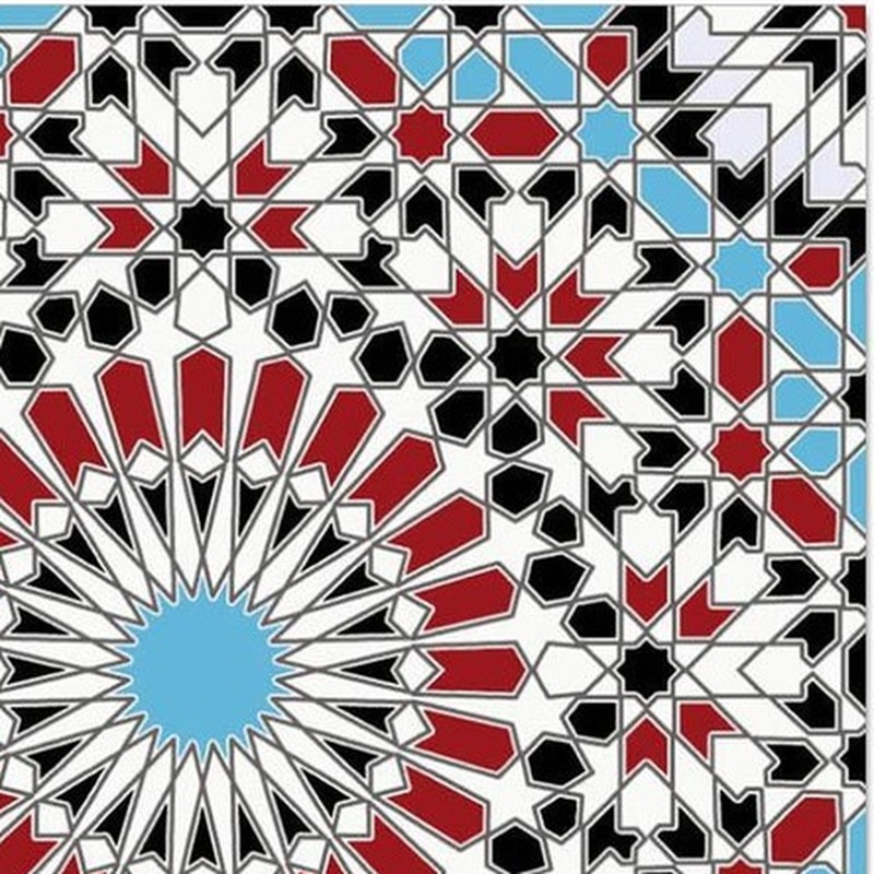 300x300mm Black Red Mosaic Rosette Tiles TQ39-CN33D12
