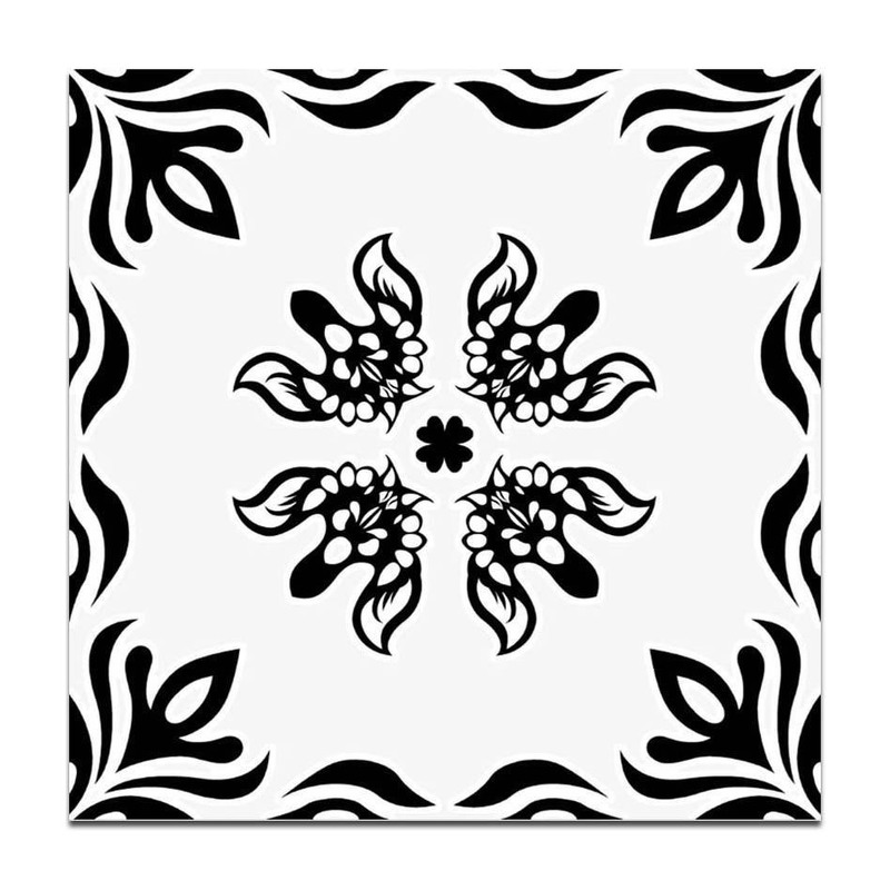 300x300mm Black White Floral Tiles TQ39-CN33D15