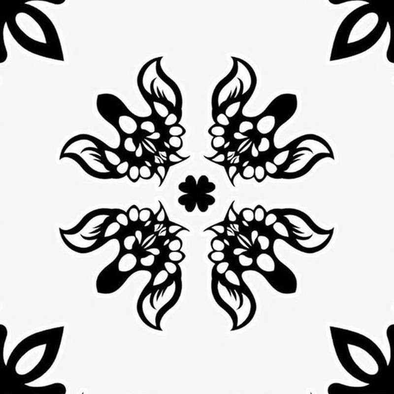 300x300mm Black White Floral Tiles TQ39-CN33D15