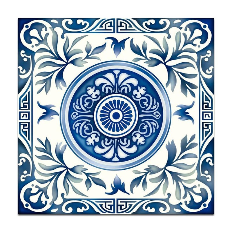 300x300mm Blue White Floral Medallion Tiles TQ39-CN33D16