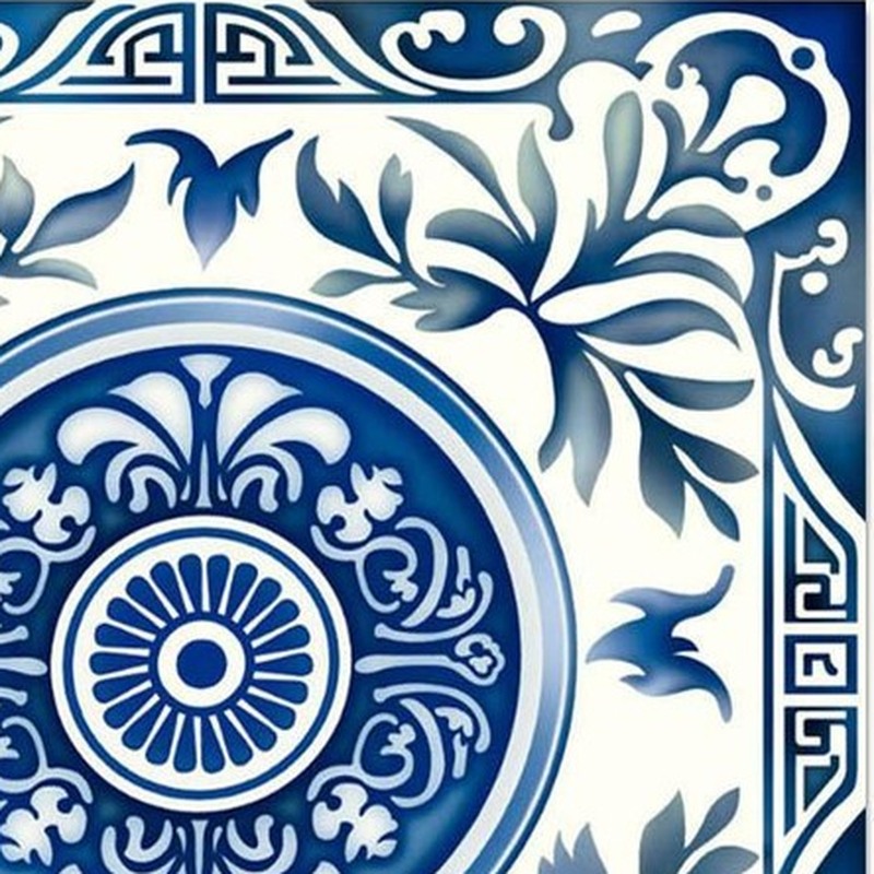 300x300mm Blue White Floral Medallion Tiles TQ39-CN33D16