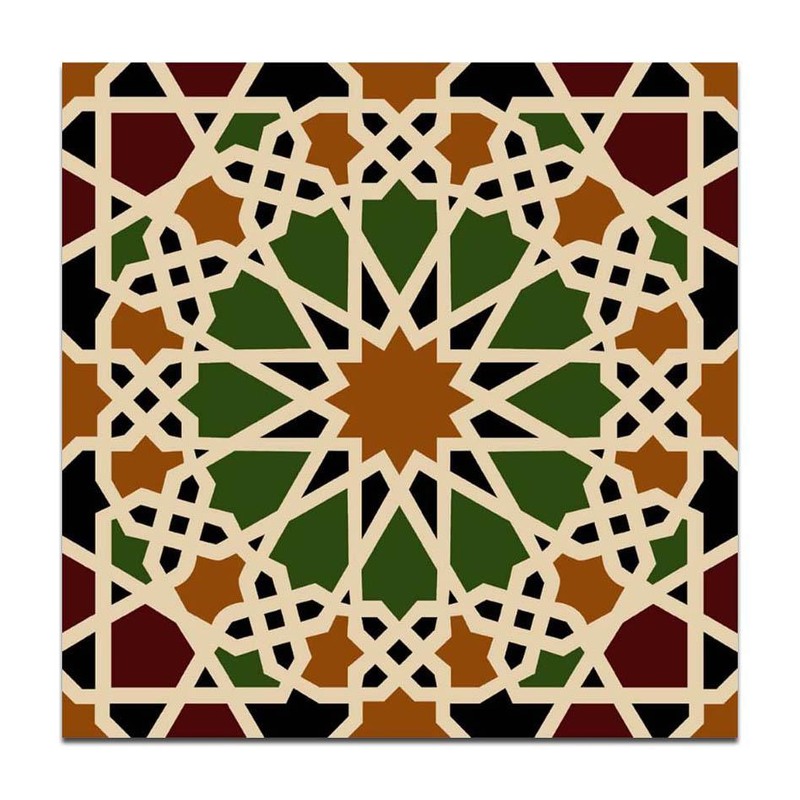 300x300mm Green Brown Star Geometry Tiles TQ39-CN33D22