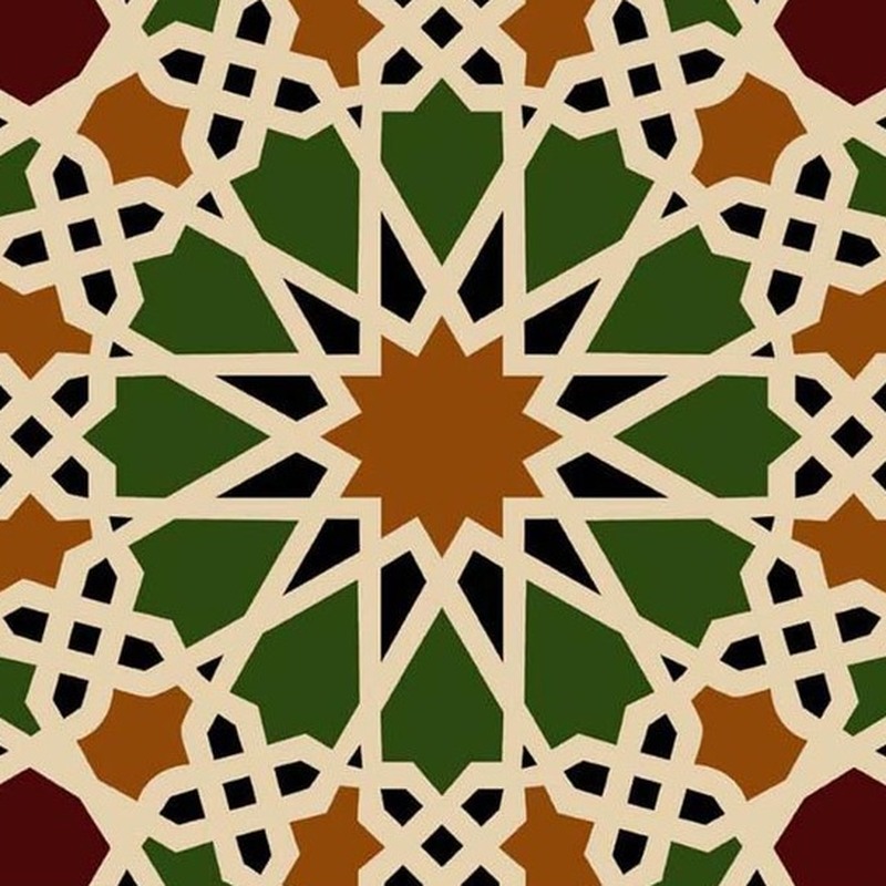 300x300mm Green Brown Star Geometry Tiles TQ39-CN33D22