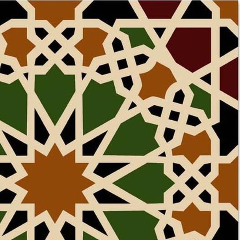 300x300mm Green Brown Star Geometry Tiles TQ39-CN33D22