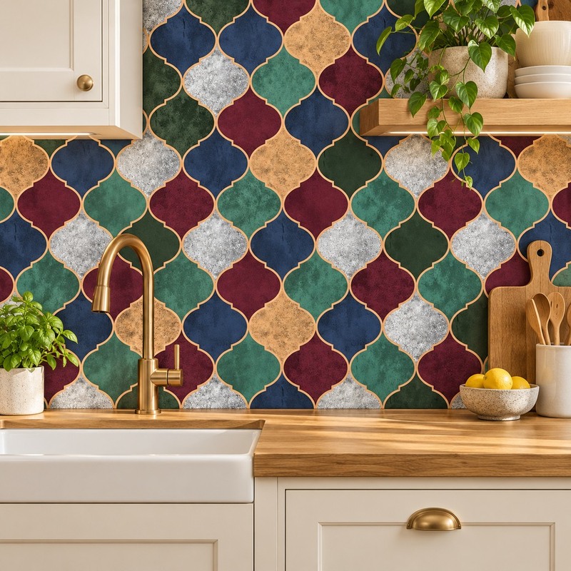 300x300mm Multicolour Lantern Pattern Tiles TQ39-CN33D24