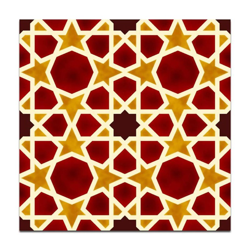 300x300mm Red Yellow Geometric Star Tiles TQ39-CN33D28