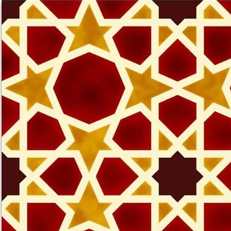 300x300mm Red Yellow Geometric Star Tiles TQ39-CN33D28