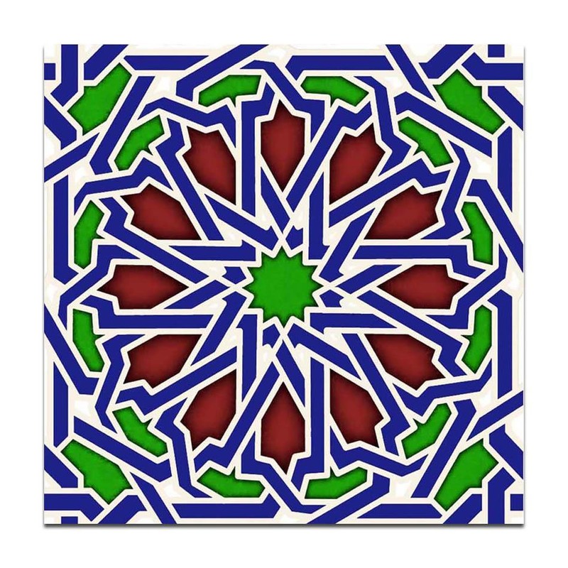 300x300mm Blue Green Star Geometry Tiles TQ39-CN33D32