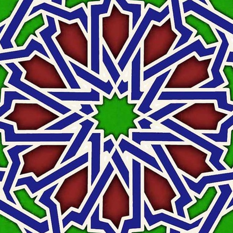 300x300mm Blue Green Star Geometry Tiles TQ39-CN33D32