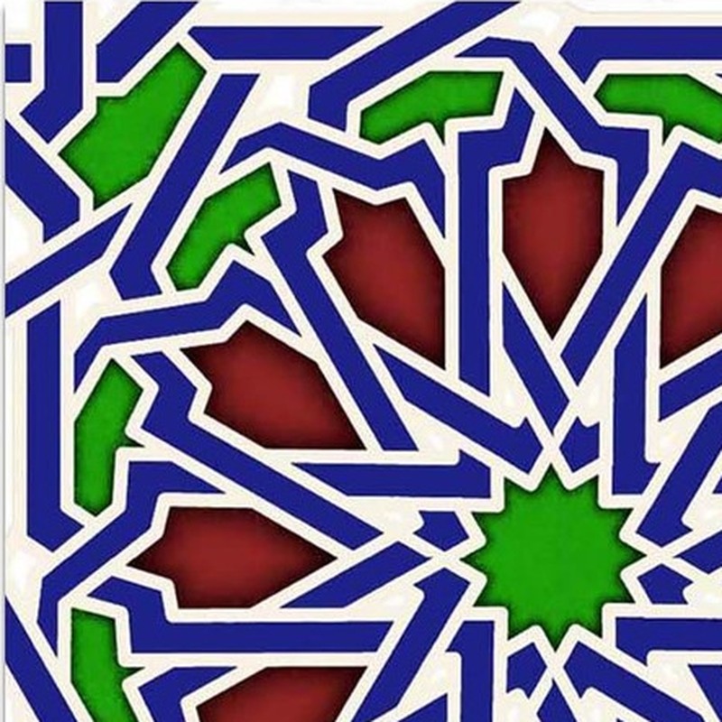 300x300mm Blue Green Star Geometry Tiles TQ39-CN33D32