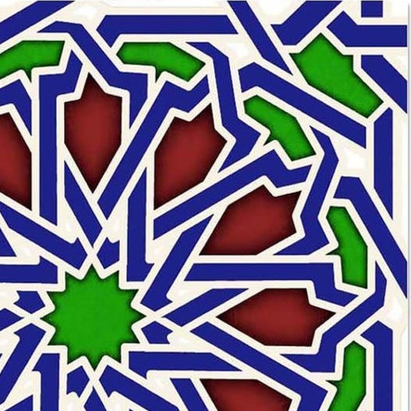 300x300mm Blue Green Star Geometry Tiles TQ39-CN33D32