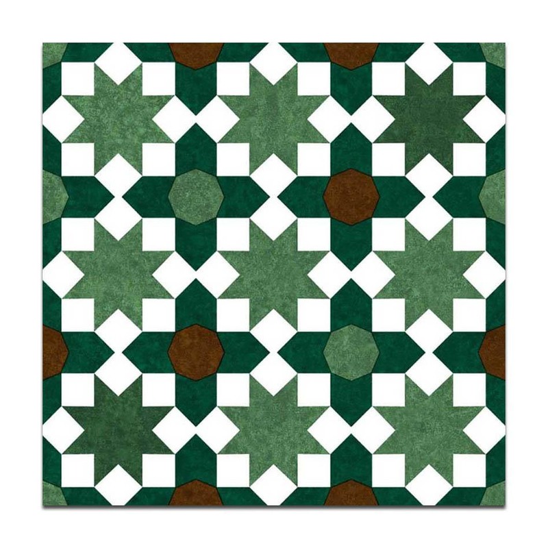 300x300mm Green White Geometric Grid Tiles TQ39-CN33D34